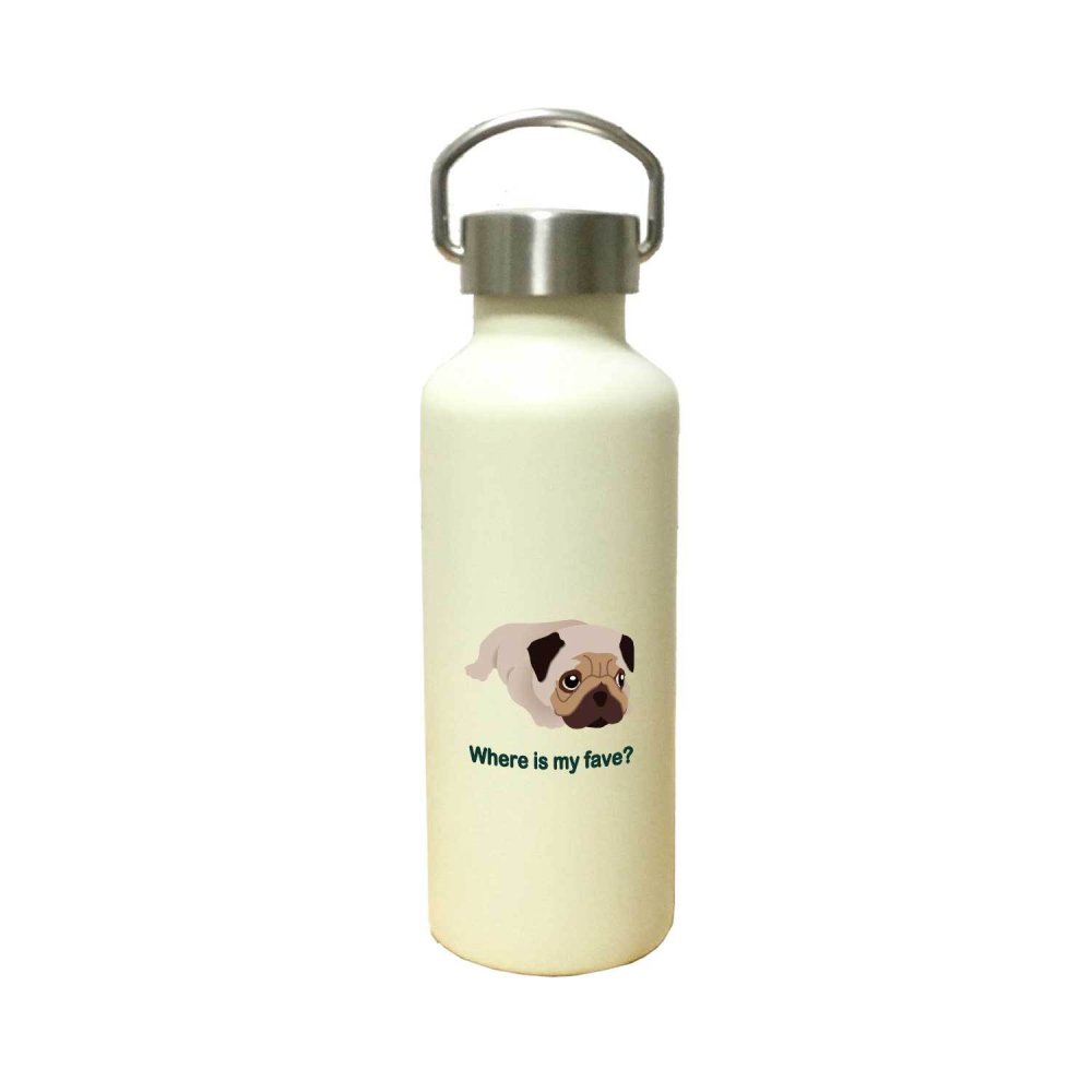 パグ かわいい 取っ手付きマグボトル おしゃれ 290ml 保温 保冷 ステンレス マグボトル 取っ手付き 真空 断熱 二重構造 ボトル タンブラー 水筒 マイボトル オリジナル ブルドッグ 犬 ペット 動物 アニマル