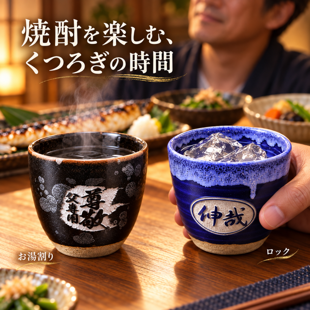 退職 異動 名入れ SXX 有田焼 丸型碗 焼酎カップ 木箱入り / プレゼント ギフト 退職 記念 誕生日 還暦 古希 喜寿 傘寿 米寿 緑寿 早寿 長寿 祝い 黒 青 グレー 選べるカラー