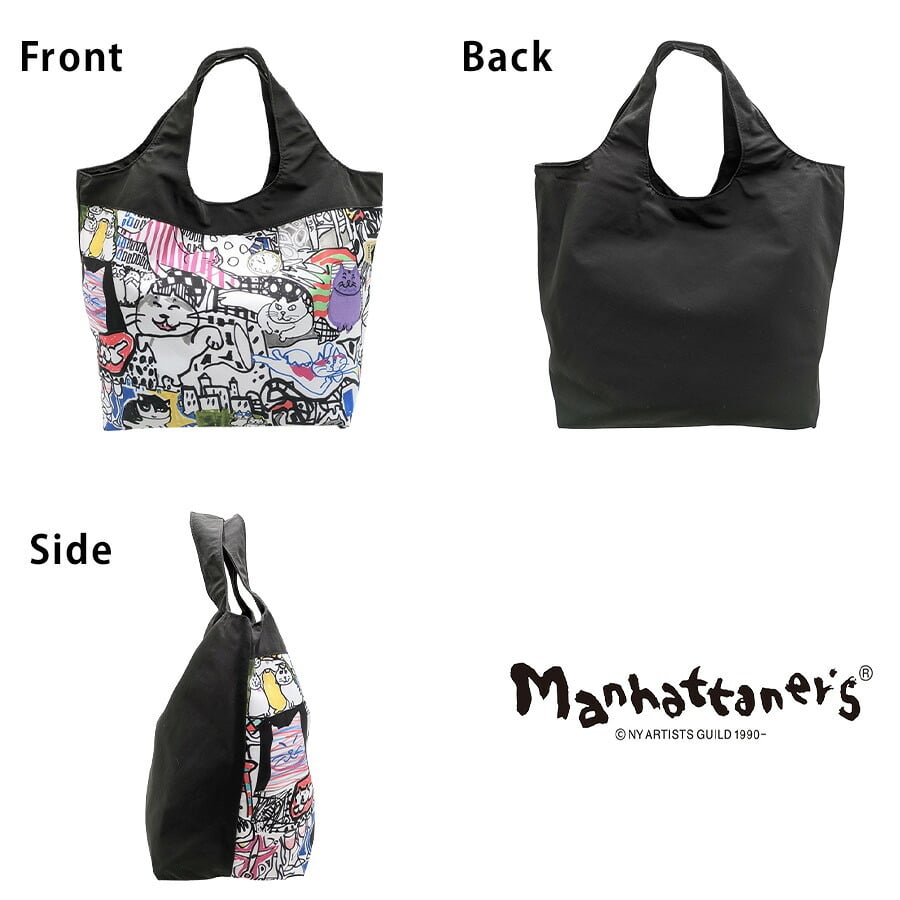 【Manhattaners】71-2250 コンパクトバッグ ミニサイズ エコバッグ トートバッグ かばん レディース ギフト 母の日 ブラック