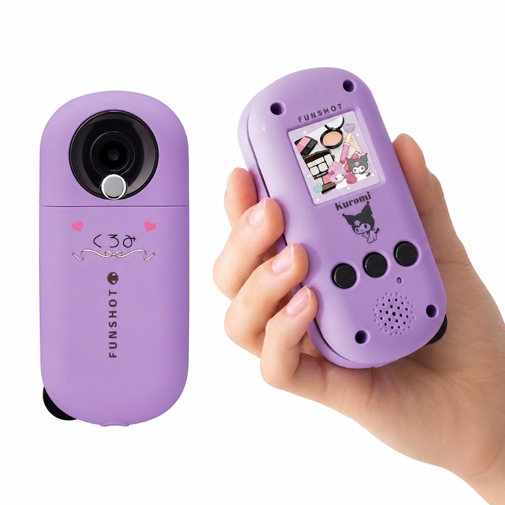 【名入れ キッズカメラ】クロミ FUNSHOT ファンショット タカラトミー TAKARA TOMY サンリオキャラクターズ ミニゲーム機能付き 子供用カメラ スマホ転送 チェキプリント対応 6歳～ 在庫限り特価品 ギフト プレゼント クリスマスプレゼント 女の子 子ども 小学生