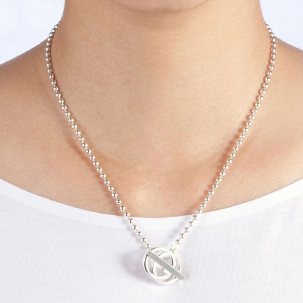 グッチ ペアネックレス 2本セット メンズ レディース インターロッキングG シルバー925 夫婦 カップル お揃い 大人 高級感 誕生日 プレゼント 結婚記念日 ギフト GUCCI 成人 卒業 入学