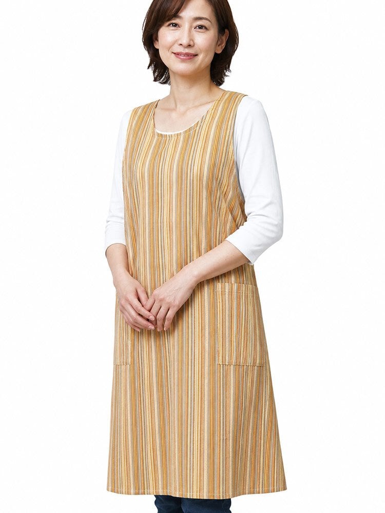 エプロン ロング しじら織り 日本製 1250  MA-02 前掛け 夏 レディース 母の日 ギフト クロスエプロン 敬老の日 プレゼント オシャレ エンジ からし 生成り 緑 からし お母さん