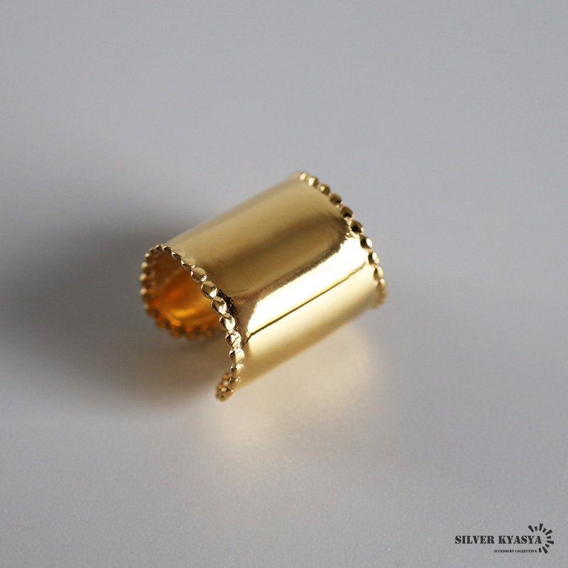 ステンレス ロングイヤーカフ 長め シンプルイヤーカフ ミル打ち かわいい メタル ワイド ゴールド 18KGP 片耳1点 プチプラ 耳の穴不要 痛くない レディース 女性 金属アレルギー対応フェイクピアス ノンホール イヤリング