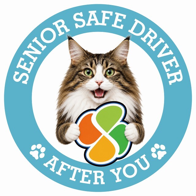 カーサイン 高齢者マーク SENIOR SAFE DRIVER ノルウェージャンフォレストキャット ステッカー シール 直径13cm 肉球 日本製 車