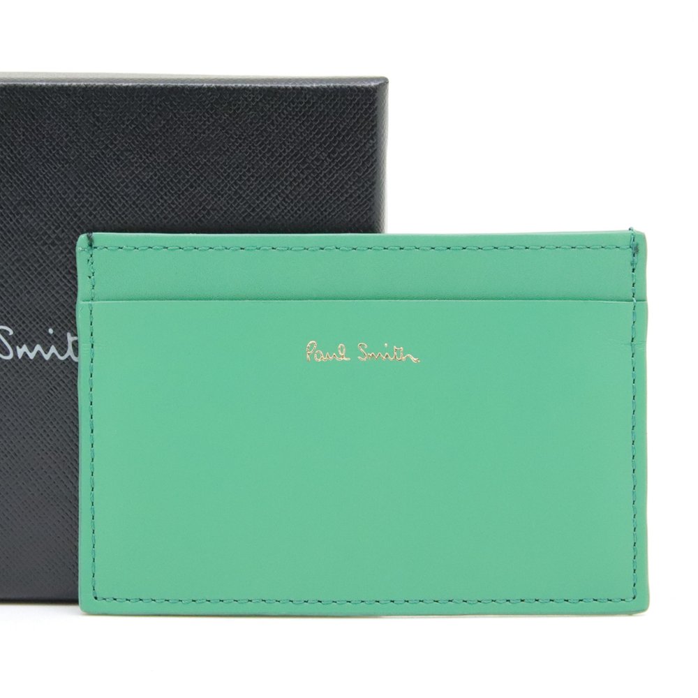 ポールスミス カードケース Paul Smith 名刺入れ カード入れ パスケース メンズ レザー コバルトグリーン マルチストライプ M1A-4768-DMULTI 30 【ラッピング無料 誕生日 お祝い プレゼント ギフト 贈り物】 送料無料