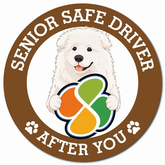 カーサイン 高齢者マーク SENIOR SAFE DRIVER マレンマシープドッグ マグネット 強力 直径13cm 肉球 日本製 車 ステッカー