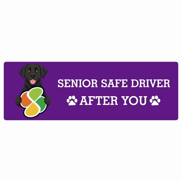 カーサイン 高齢者マーク SENIOR SAFE DRIVER ラブラドール ステッカー シール 長方形 15x5cm 肉球 日本製 車
