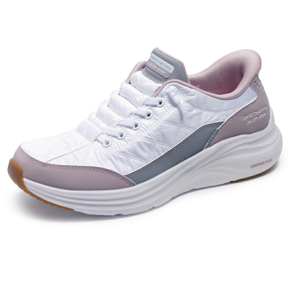 スケッチャーズ スニーカー レディース スリップインズ Slip-ins: Contour Foam - Cozy Fit スリップインズ コンツアーフォーム - コージーフィット ハンズフリー スリッポン 靴 ノーマル幅 白 黒 ホワイト ブラック 快適 SKECHERS 150404