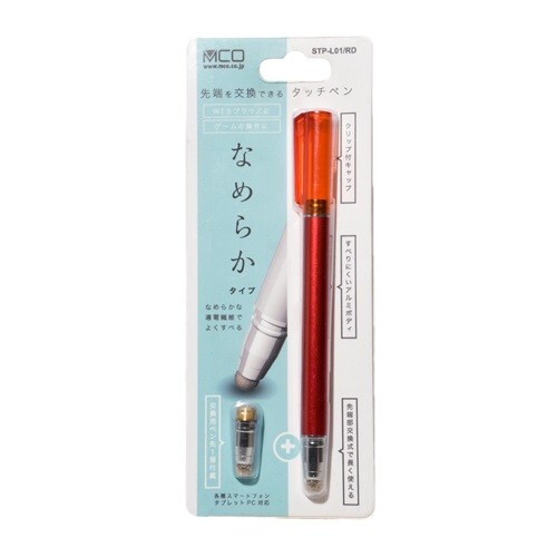 ミヨシ STP-L01／RD 交換式タッチペン　ファイバーヘッドタイプ　レッド