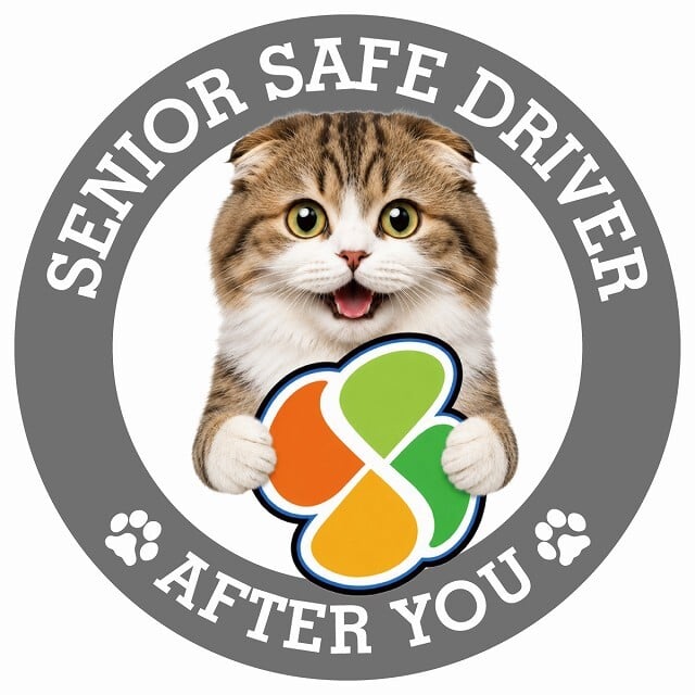 カーサイン 高齢者マーク SENIOR SAFE DRIVER ハイランドフォールド ステッカー シール 直径13cm 肉球 日本製 車