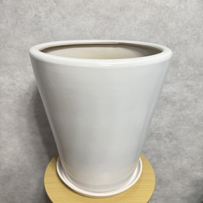 植木鉢 おしゃれ 大型 陶器 13号 受け皿付き セット KONTON コントン WYモダン マット釉 白 ホワイト L 直径40cm 底穴あり 室内 観葉植物 丸型 ラウンド シンプル 北欧 和モダン インテリア リビング 玄関 半磁器 セラミック 焼き物 大きい フロアポット WY-PR1W13P