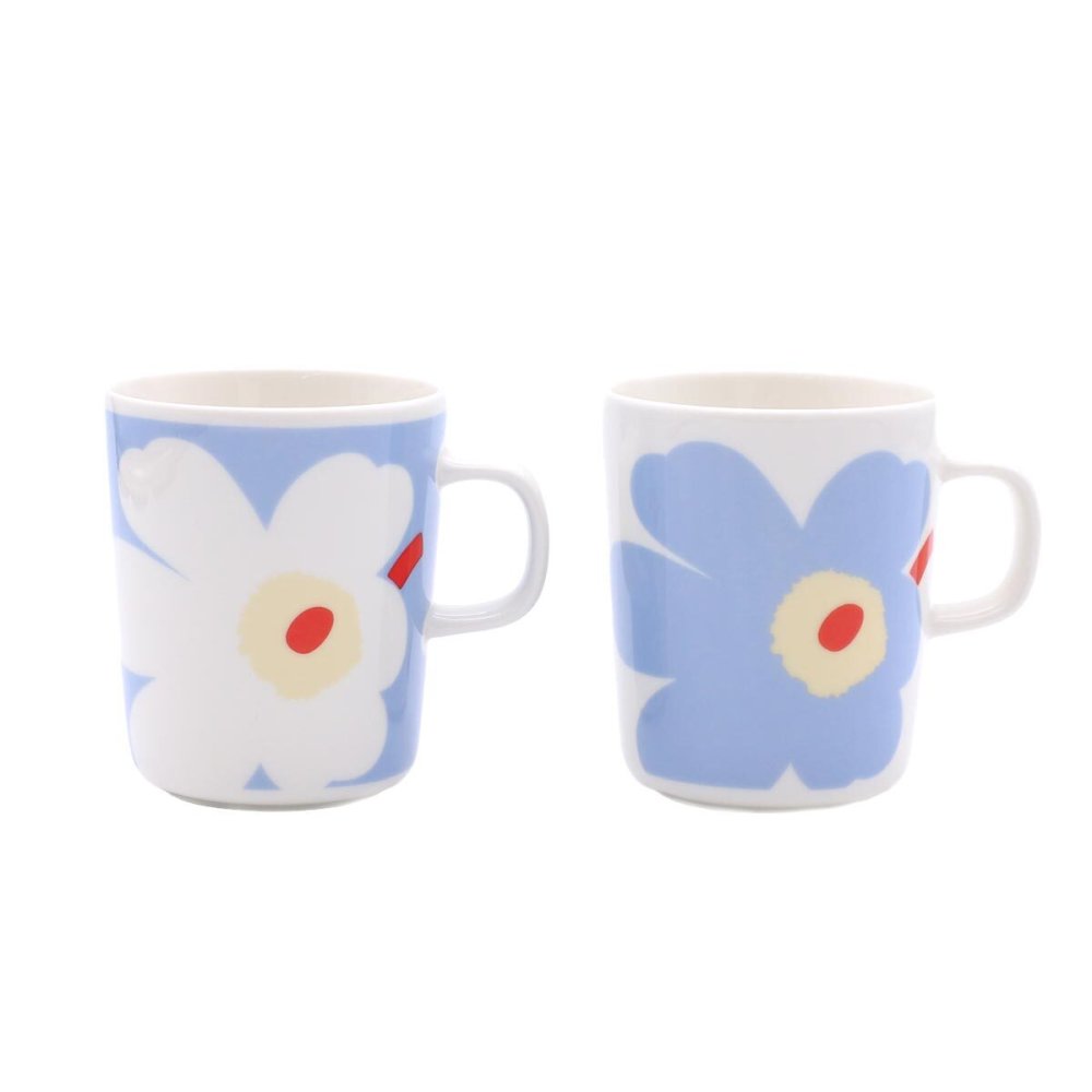 マリメッコ ユフラ ウニッコ マグカップ 250ml ペア ホワイト/ライトブルー/オレンジレッド marimekko UNIKKO JUHLA マグ 食器 ギフト 耐熱 電子レンジ対応 結婚祝い プレゼント 贈り物 ギフトセット 食器セット