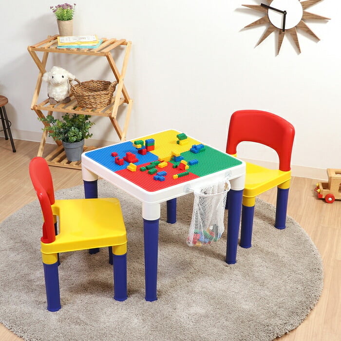 キッズテーブル&チェアセット テーブル セット ブロック 100個付 おえかき 子供イス カラフル 付き イス 知育玩具 子供 知育 キッズ ミニ 机 子供椅子 キッズテーブ 子供用テーブル キッズチェア キッズデスク テーブル椅子セット 知育テーブル