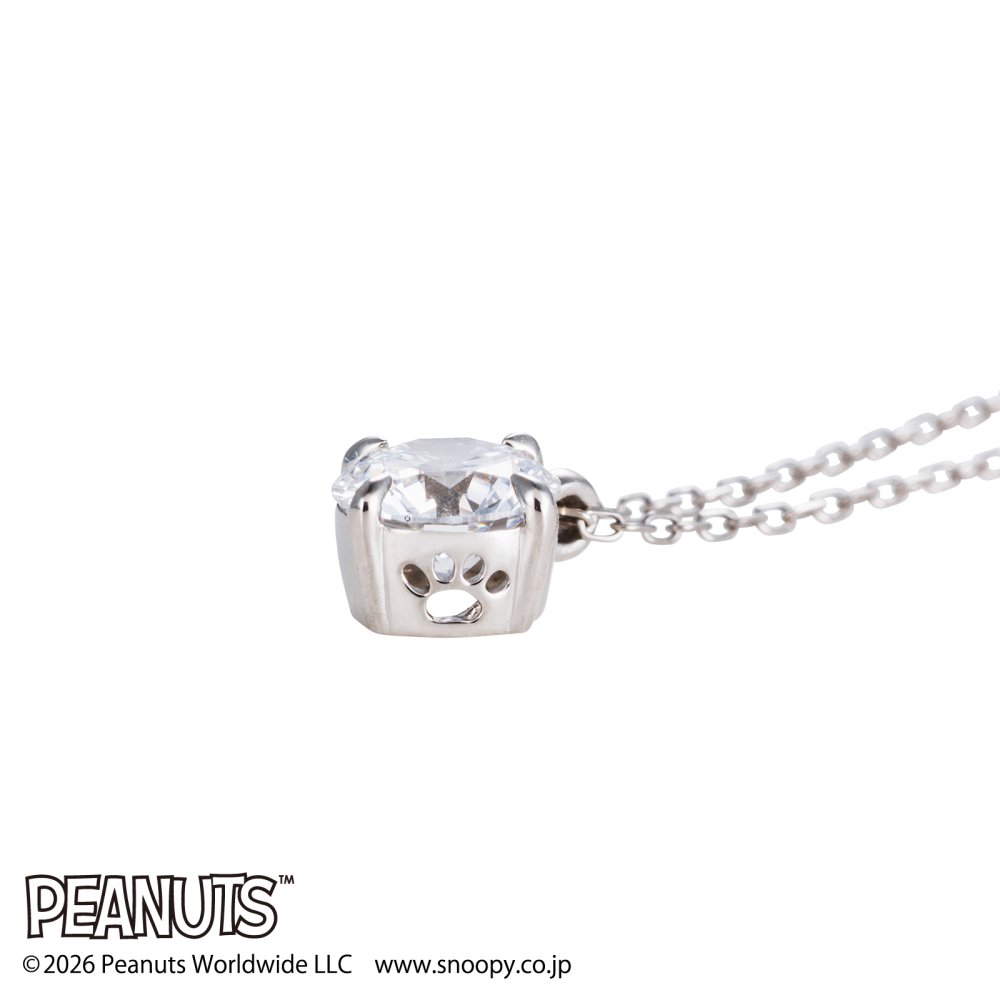 【受注生産品】【送料無料】 スヌーピー 一粒ダイヤ レディースネックレス PEANUTS プラチナ ダイヤモンド ラボダイヤ 肉球 ブランド おしゃれ かわいい アクセサリー 10代 20代 30代 40代 50代 レディース 女性 誕生日 記念日 プレゼント ギフト ホワイトデー 母の日 white clover ホワイトクローバー