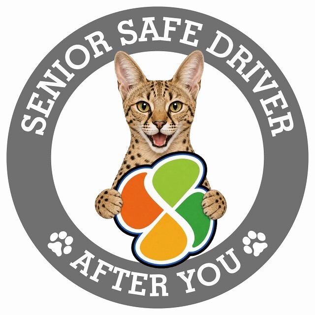 カーサイン 高齢者マーク SENIOR SAFE DRIVER サバンナ ステッカー シール 直径13cm 肉球 日本製 車