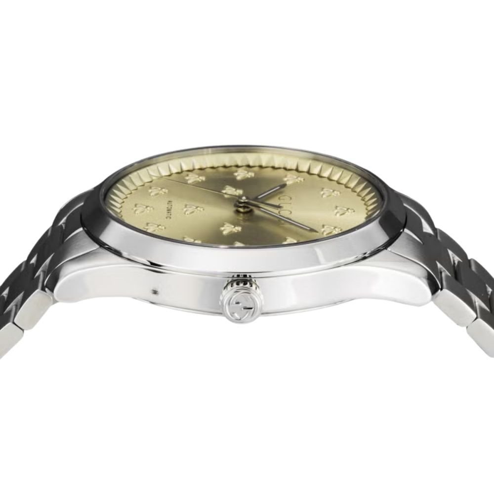 グッチ 腕時計 メンズ Gタイムレス 1本限り 自動巻き 42mm イエローゴールド シルバー 蜂 ビー GUCCI G-Timeless スイス製 サファイアガラス プレゼント ギフト 成人 卒業 入学