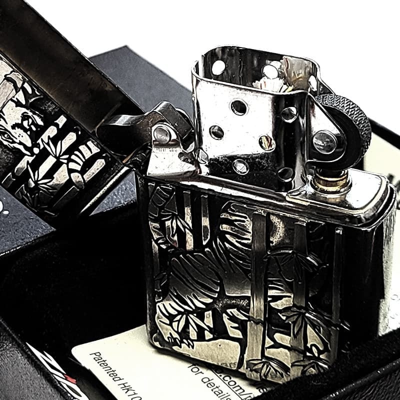 ZIPPO ライター 虎 アンティークシルバー メタル重ね貼り ジッポ クロームバレル 和柄 日本 おしゃれ タイガー かっこいい ギフト プレゼント メンズ 渋い