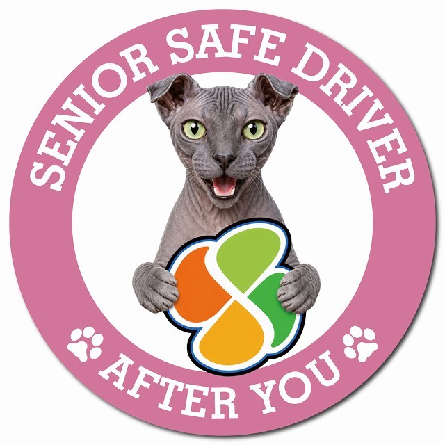 カーサイン 高齢者マーク SENIOR SAFE DRIVER ユークレニアンレフコイ マグネット 強力 直径13cm 肉球 日本製 車 ステッカー