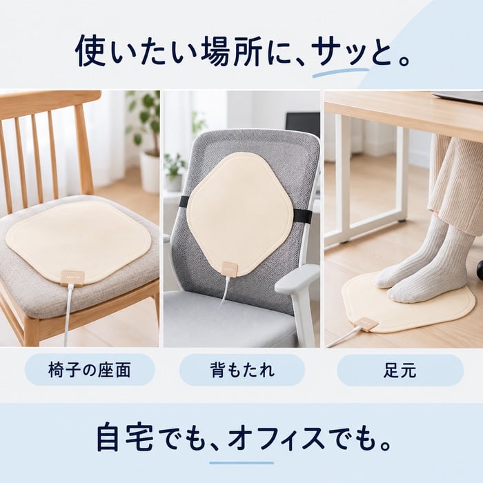 ホットマット 椅子 一人用 ミニ 薄型 軽量 ヒーターマット ヒーターパッド 持ち運び 足元ヒーター デスク下 足元 オフィス クッション タイマー機能 グラフェンヒーター ヒーター 電気座布団 電気マット