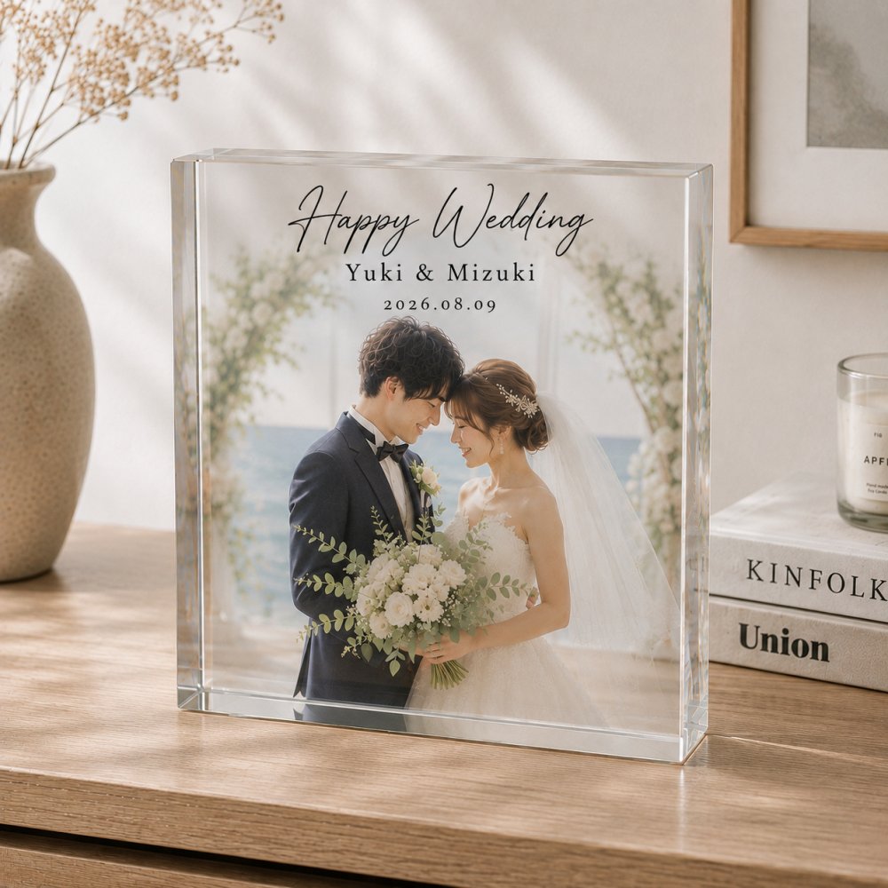 ウェディングフォト ガラスブロック 新郎新婦 結婚式 結婚祝い 飾り付け オリジナル ウェルカムスペース 記念品 写真入り 記念日 結婚記念 二次会 フォトフレーム 結婚式当日 写真立て 贈り物 結婚祝いギフト クリスタル 入籍祝い おしゃれ 誕生日 ギフト 写真 オーダーメイド 披露宴会場 会場装飾 プレゼント 門出 花嫁 名入れ 感謝 ゲスト 演出 フォトキューブ ウェルカムボード【c01】