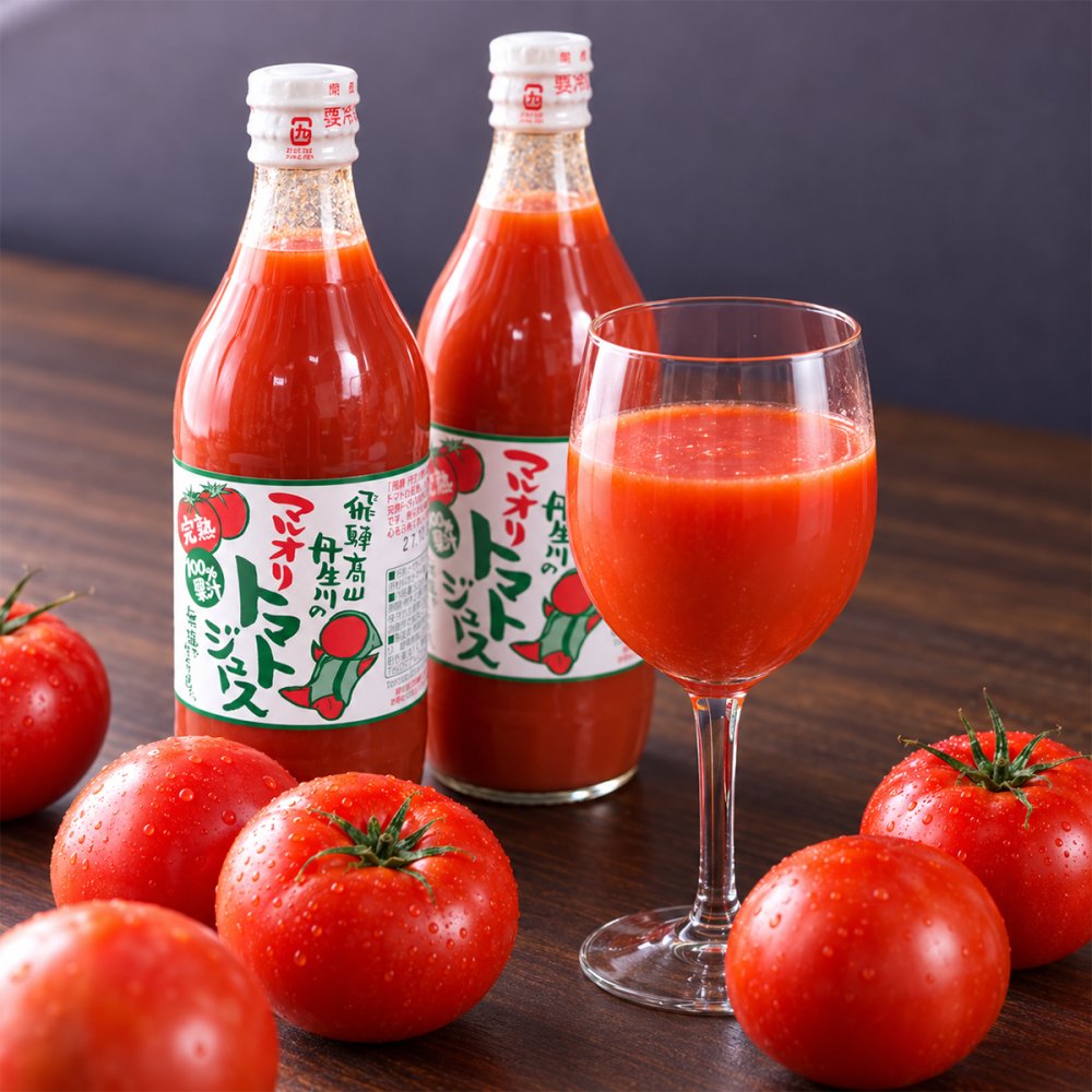 無添加 無塩 完熟100%果汁　マルオリトマトジュース 12本入りセット〔500ml×12〕
