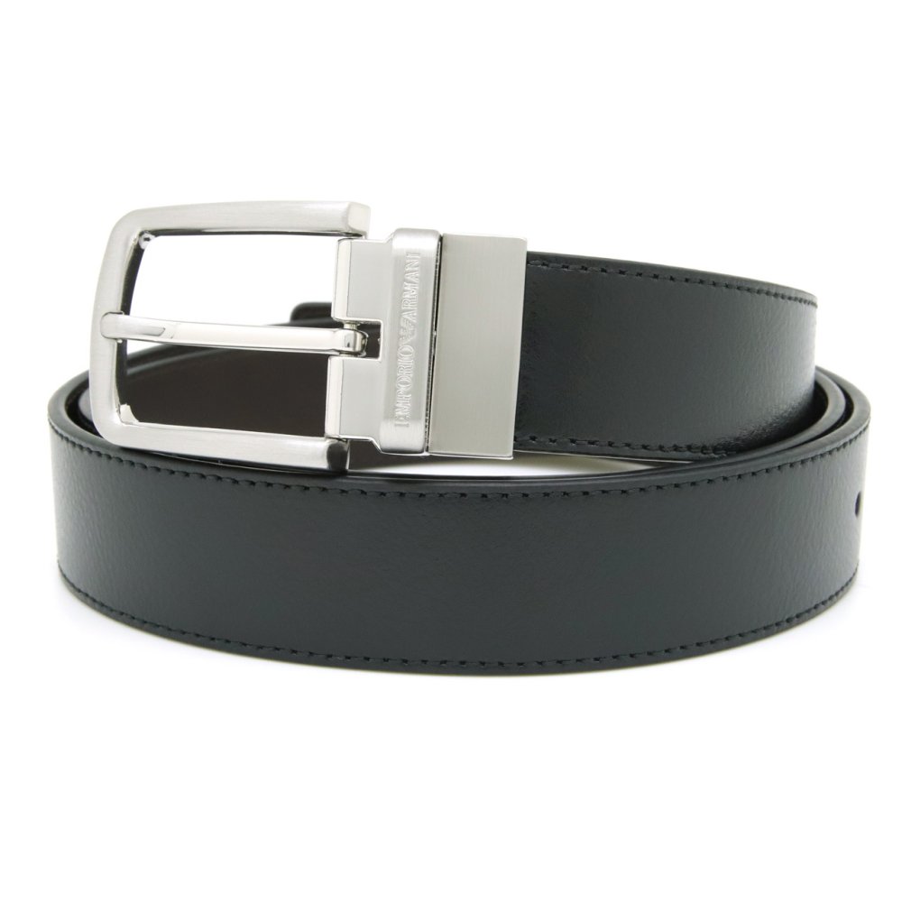 エンポリオアルマーニ メンズベルト リバーシブル レザー 回転式バックル EMPORIO ARMANI ブランド ベルト メンズ ブラック ダークブラウン EM007172 AF29130 MC593 【ラッピング無料 誕生日 お祝い プレゼント ギフト 贈り物】 送料無料