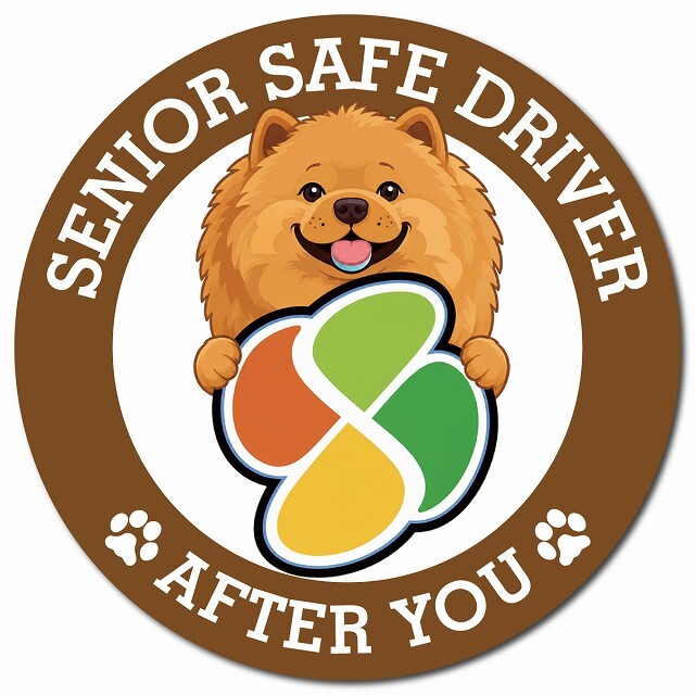 カーサイン 高齢者マーク SENIOR SAFE DRIVER チャウチャウ マグネット 強力 直径13cm 肉球 日本製 車 ステッカー