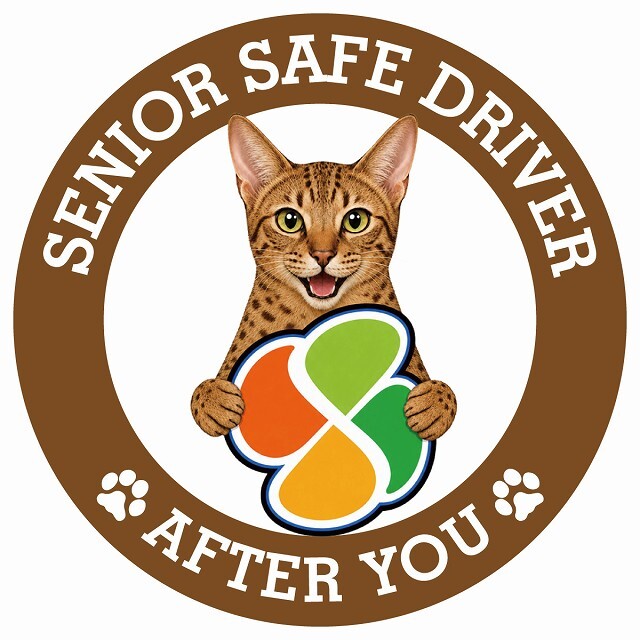 カーサイン 高齢者マーク SENIOR SAFE DRIVER オシキャット ステッカー シール 直径13cm 肉球 日本製 車