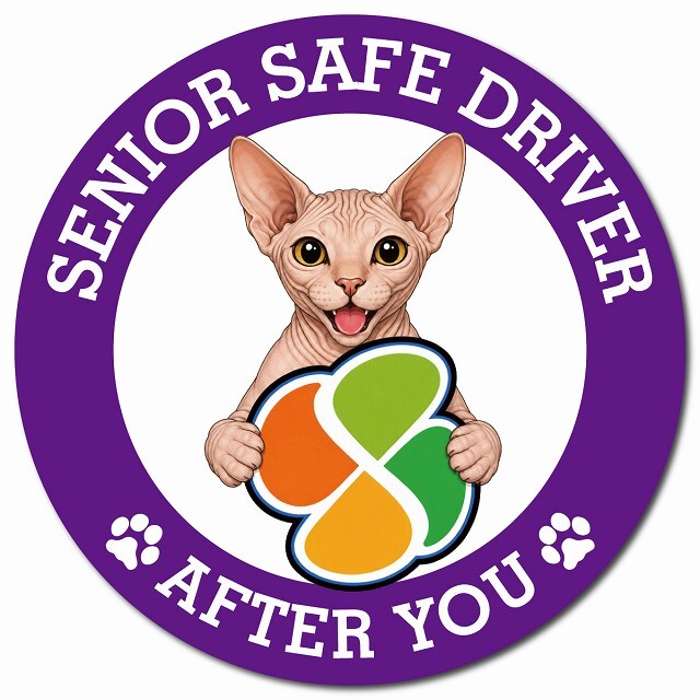 カーサイン 高齢者マーク SENIOR SAFE DRIVER スフィンクス マグネット 強力 直径13cm 肉球 日本製 車 ステッカー