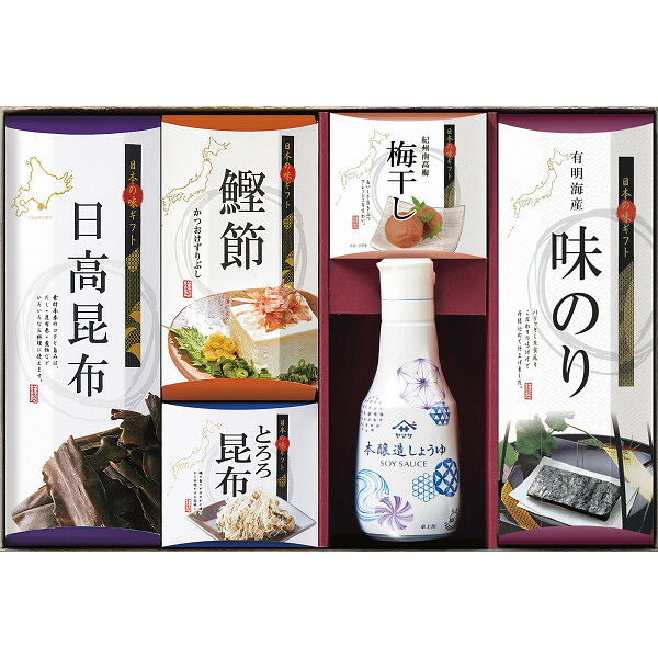 日本の味ギフト [26-2906-091] KTG-DOS 味のり 日高昆布 紀州梅干し 本醸造しょうゆ 鰹削り節 とろろ昆布 和食 朝食 ご飯のお供 詰め合わせ 常温 保存食 調味料 お歳暮 お中元 ギフト プレゼント 内祝い お返し