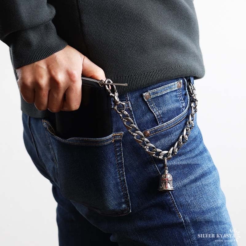 ステンレス 重厚 ウォレットチェーン メンズ 財布 クロス 喜平チェーン シルバー 十字架 316L ごつめ 唐草 スカル 2クリップ ショート 短め ガーディアンベル 鐘 ズボン アメカジ 財布紐 盗難防止 紛失防止 男性