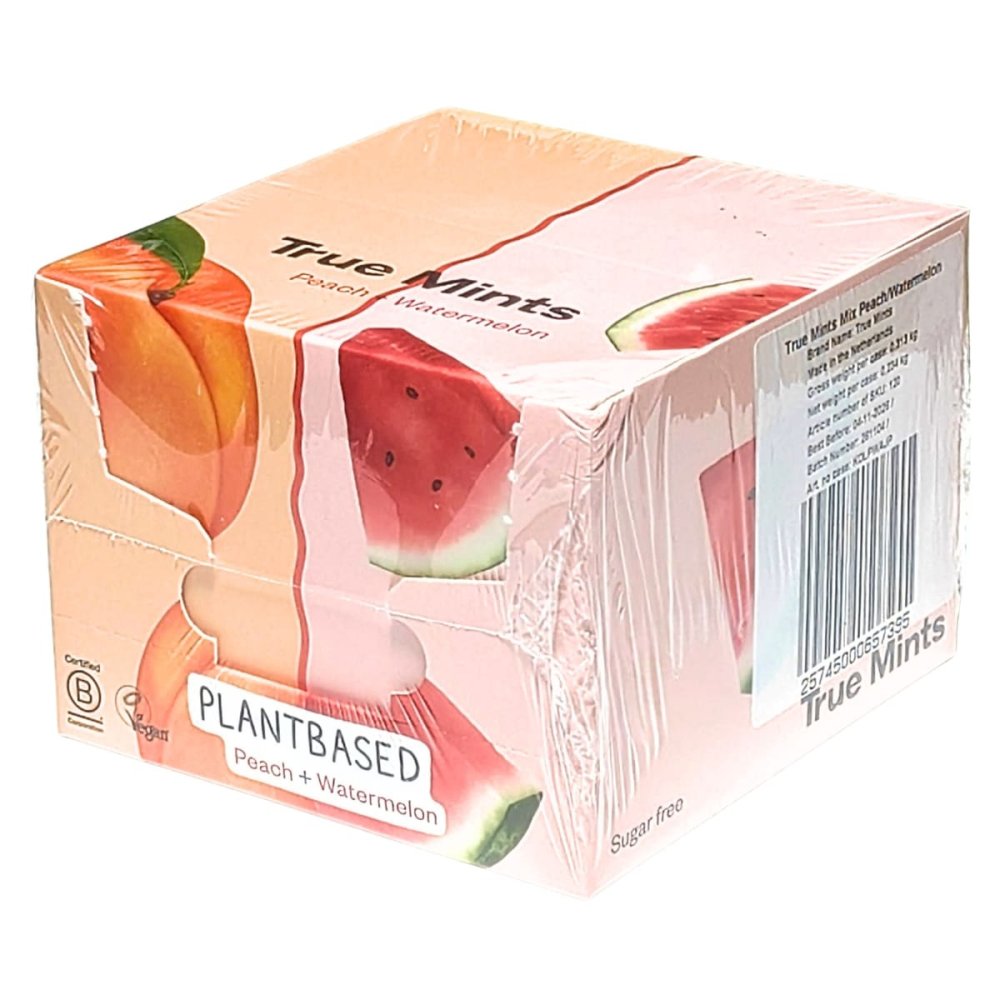 True Mints Fresh Mint　ピーチ&スイカ　アソート　18パック （13g×18）清涼菓子　キシリトール配合　ヴィーガン　砂糖不使用　個包装　オランダ　#63209　True Gum