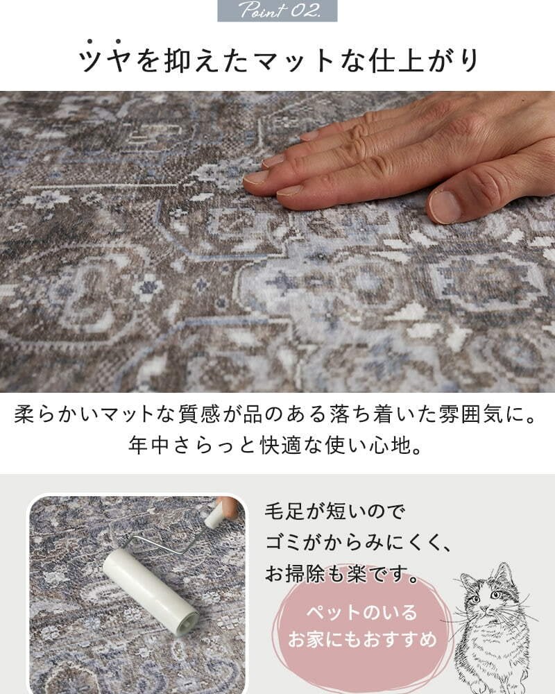 夏ラグ 夏用カーペット ラグ ラグマット ペルシャ風 洗える おしゃれ かわいい 北欧 カーペット 長方形 正方形 ペルシャ 絨毯 柄 デザイン 滑り止め付き ホットカーペット対応 オールシーズン 冬用 冬ラグ ヴィンテージ風プリントラグ1畳 2畳 3畳