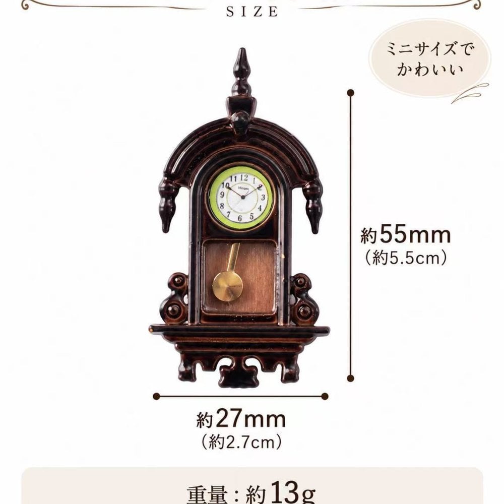 ミニチュア 時計 2点セット アンティーク調 振り子時計 置物 ミニチュア家具 ドールハウス レトロ インテリア オブジェ ディスプレイ 雑貨 コレクション
