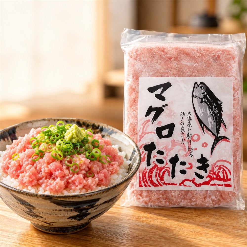 寿物産 まぐろのたたき 1kg (250g 4袋) 冷凍 太平洋産キハダ・バチマグロ使用 粗挽き