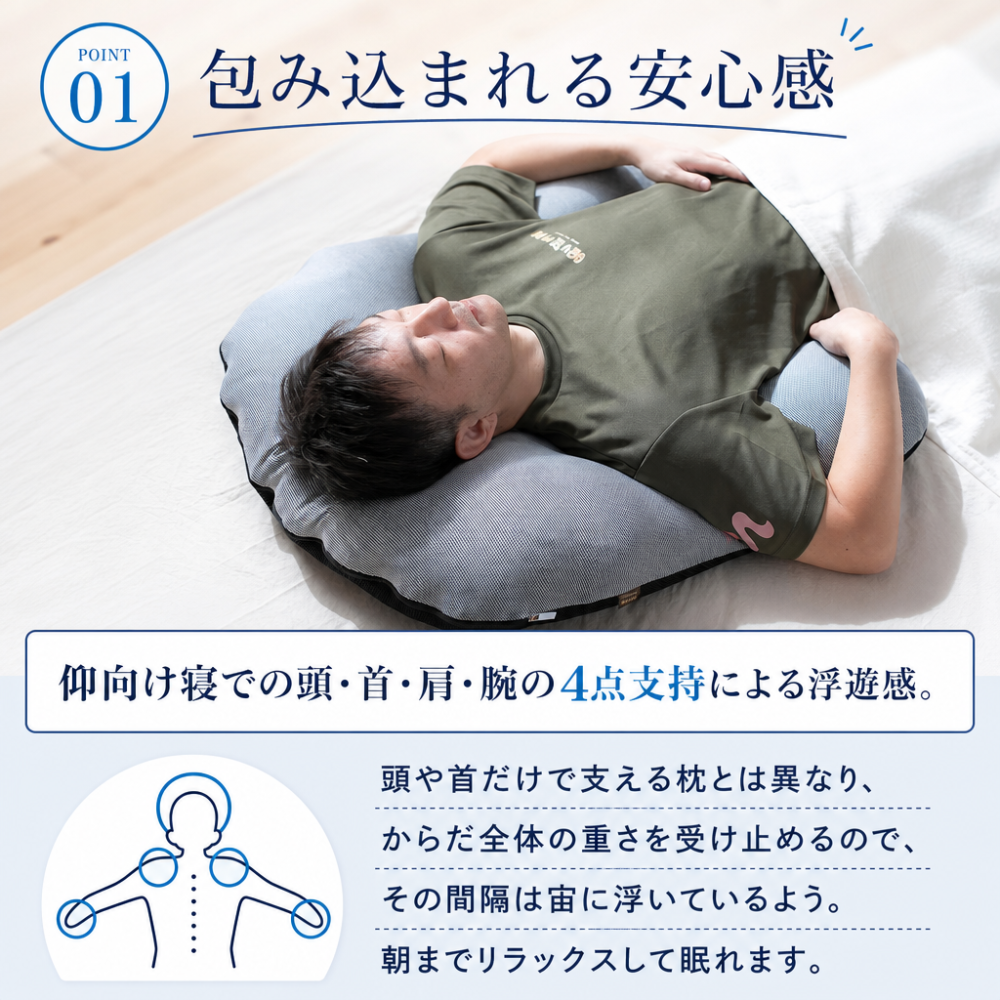 【送料無料】【ギフトラッピング無料】【販売累計15万個突破】「華麗なる男の抱かれ枕」肩全体で受け止め包み込まれる安心感☆【日本製】