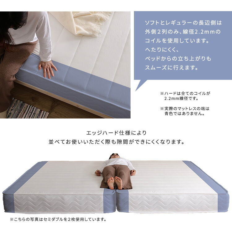 日本製ポケットコイルマットレス【nukkua-ヌックア-】(セミダブル) 高品質 コンパクト 高反発 厚さ23cm 省スペース 抗菌 防ダニ 防臭 リバーシブル 敷きマット 寝具マット マットレス寝具 寝具用品 寝室用品 インテリア ポリエステル 綿