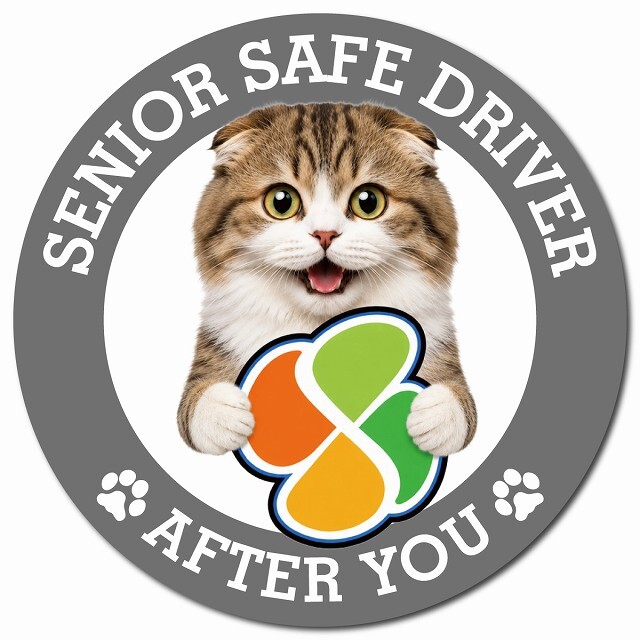 カーサイン 高齢者マーク SENIOR SAFE DRIVER ハイランドフォールド マグネット 強力 直径13cm 肉球 日本製 車 ステッカー