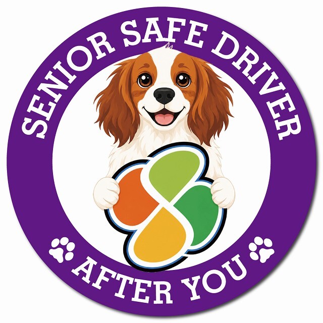 カーサイン 高齢者マーク SENIOR SAFE DRIVER コーイケルホーンディエ マグネット 強力 直径13cm 肉球 日本製 車 ステッカー
