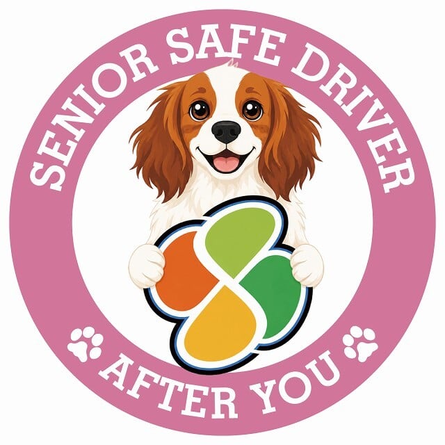 カーサイン 高齢者マーク SENIOR SAFE DRIVER コーイケルホーンディエ ステッカー シール 直径13cm 肉球 日本製 車