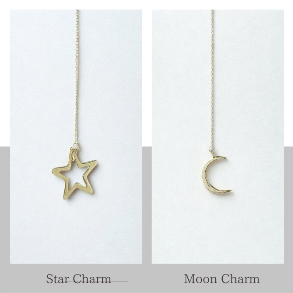 英国製 ハンドメイド 星と月 シルバーネックレス レディース ラリエット スターリングシルバー 上品 誕生日 記念日 ギフト