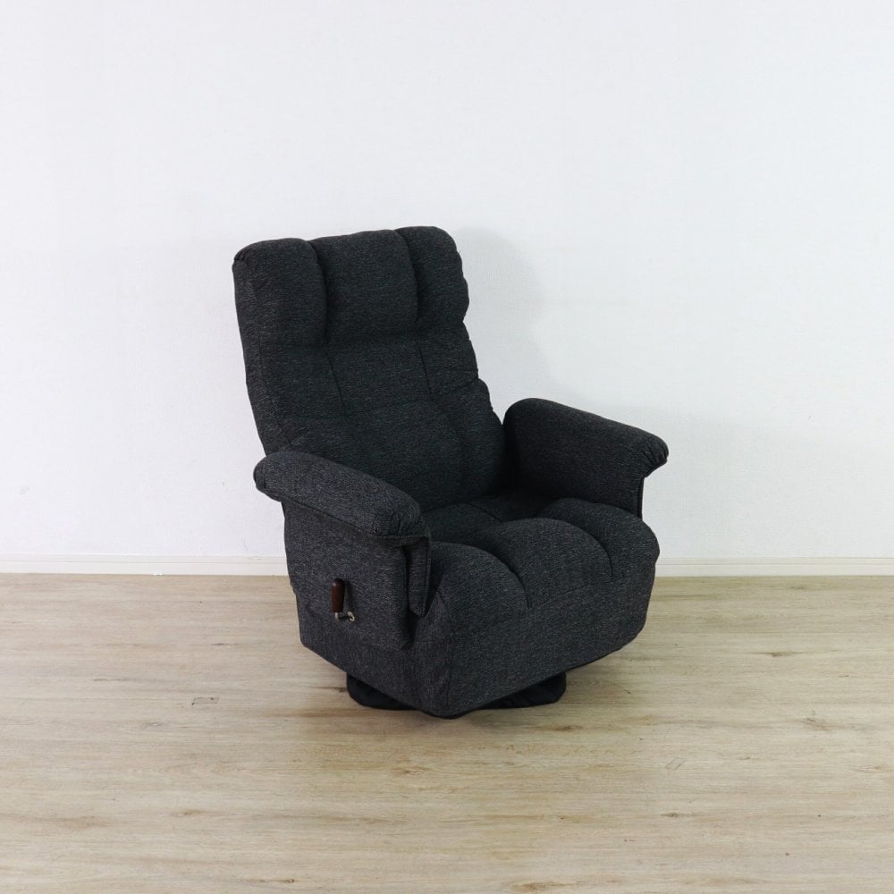 高座椅子 ミュート 回転式 リクライニング 完成品 ポケットコイル 標準・ワイド ブラック・アイボリー W68xD58-102xH93cm座面高35cm折畳み時:W68 座椅子 リクライニングチェア パーソナルチェア 肘付き ブラック アイボリー