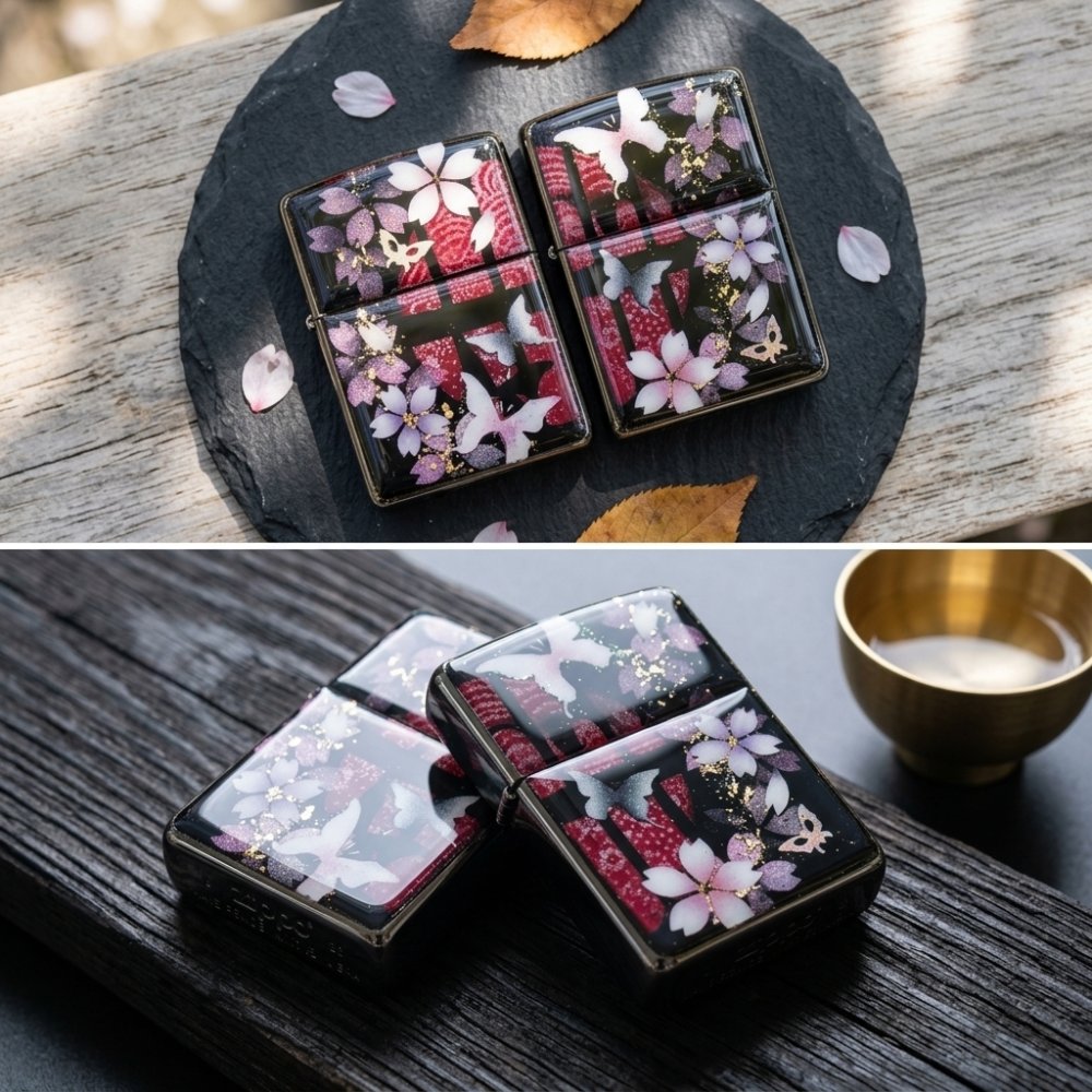 ペアzippoケース「蹴」ライター ジッポ 和柄 伝統 職人 手作り 送料無料 名入れ 桜 さくら 手作り ハンドメイド 記念日 誕生日 プレゼント ギフト