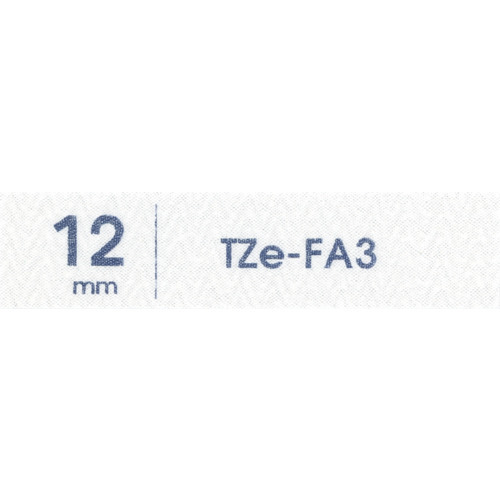 ブラザー TZe-FA3  ラベルライターピータッチ用 布テープ(ファブリックテープ) 白テープ 青文字 幅12mm 長さ3m