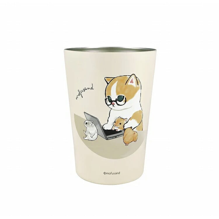 mofusand もふさんど 2WAY 真空二重 タンブラー M 53-2034 定形外 送料無料 コップ 450ml 猫 カエル 在宅ワークにゃん 猫パフェ 海の生き物にゃん ステンレス 鮫図鑑カエル