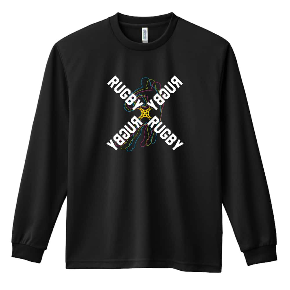 ラグビー ロンT 長袖 Tシャツ メンズ 練習着 レディース ジュニア ウェア ドライ おもしろ tシャツ 名入れ おしゃれ キッズ 文字入れ無料 「ネオンスタイルのクロスRUGBY」 アートワークスコウベ 【送料無料】