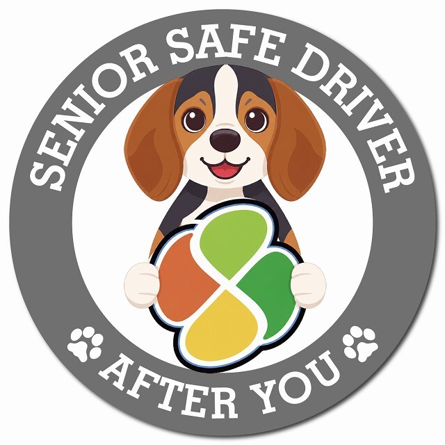 カーサイン 高齢者マーク SENIOR SAFE DRIVER ビーグル マグネット 強力 直径13cm 肉球 日本製 車 ステッカー