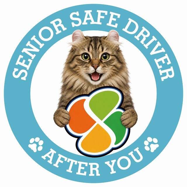 カーサイン 高齢者マーク SENIOR SAFE DRIVER アメリカンカール ステッカー シール 直径13cm 肉球 日本製 車