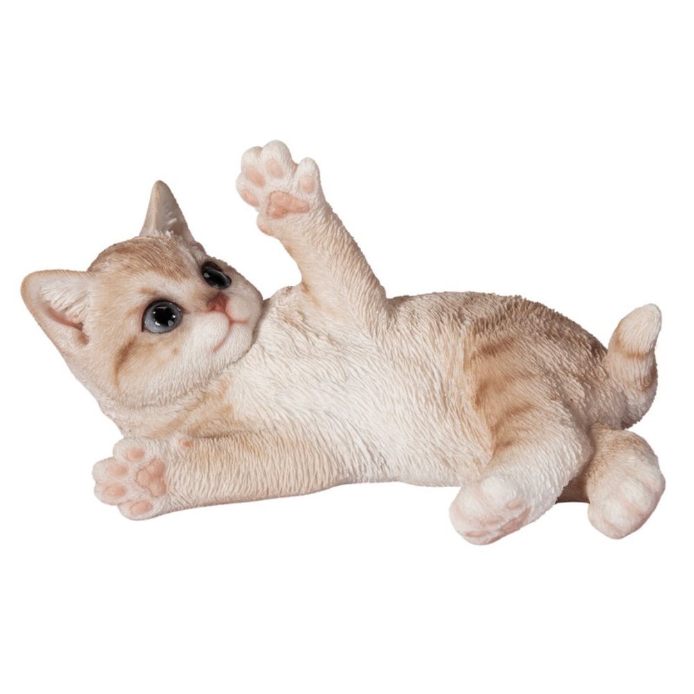 置物 woobia ウービア クリーム じゃれるミルクティー猫 子猫 幅19.5cm 寝転び 薄茶 淡い茶トラ リアル 本物そっくり イギリス生まれ 職人手彩色 玄関 インテリア 癒し 新築祝い 引っ越し祝い 誕生日 退職祝い お礼 お祝い ギフト プレゼント 猫好き ミルクティー色の猫好き