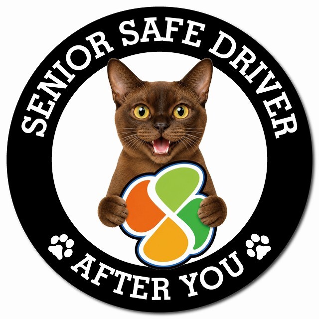 カーサイン 高齢者マーク SENIOR SAFE DRIVER バーミーズ マグネット 強力 直径13cm 肉球 日本製 車 ステッカー